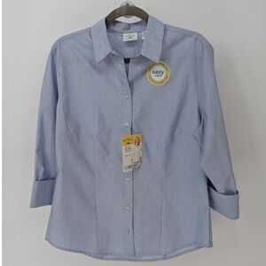Riders by Lee $40 Medium Long Sleeve Easy Care Blue Polka Dot Button-Up Shirt